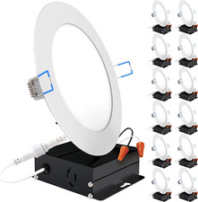 12 Pack 6 Inch Dimmable Ultra Thin LED Recessed Ceiling Lights 5000K