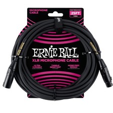 Ernie Ball 25ft Male/Female XLR Mic Cable, Black P06073