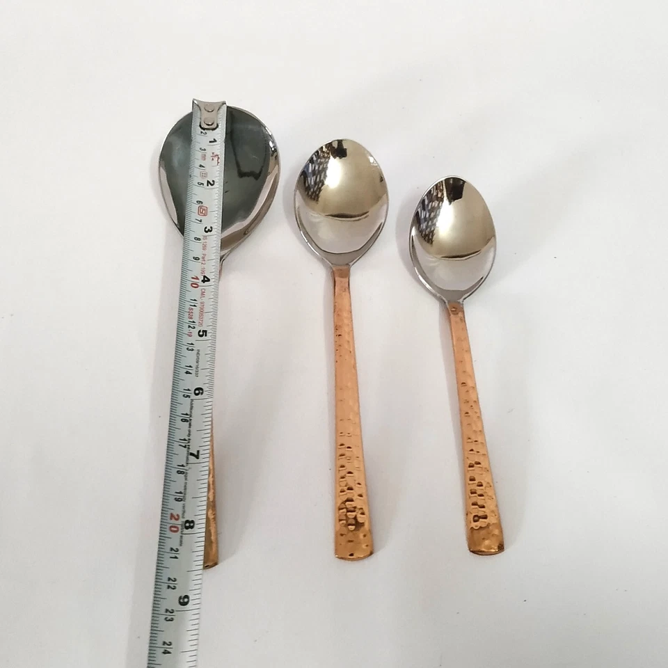 Acero Inoxidable Cobre Kitchen Hotel Vajilla 6 Té, 6 Postre, 1 Sirviendo Cuchara - Imagen 4 de 4