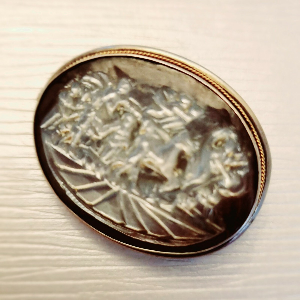 Broche Ou Pendentif Ancien Avec Un Superbe Camée En Nacre Gravé – Monture En Argent 925 (34x28mm)