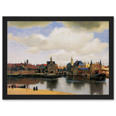 Johannes Vermeer Blick auf Delft Altmeister Gemälde A4 gerahmt Wandbild Druck