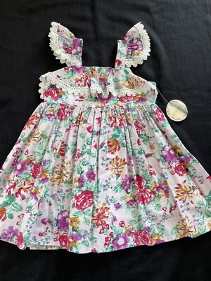 Popatu NWT Lavender Floral Lace Trimmed Lined Flutter Sleeve Dress-18Mos |  eBay