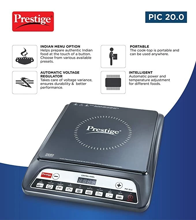 Prestige PIC 20 1600 Watt Induction Cooktop with Push button