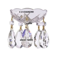 Asfour crystal Bobeche 4.75 in Candlesticks and Candelabras W/2" prisms Gold pin