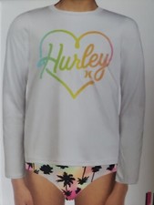 NEW Hurley Girls Long Sleeve Dri-Fit UPF 50 Shirt White Swim Top - Size 5-6