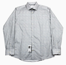 Eton Shirt Mens 42 16.5 Blue Geometric Print Slim Fit Dress Long Sleeve Cotton