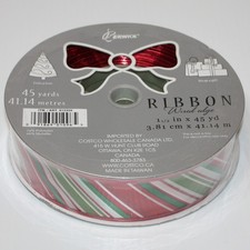 Berwick Christmas Candy Cane Striped Wired Ribbon 1.5" x 45 yd Brand NEW