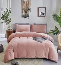  Pink Velvet Comforter Set Queen Blush Queen(90''*90''-Comforter) 1-pink Velvet