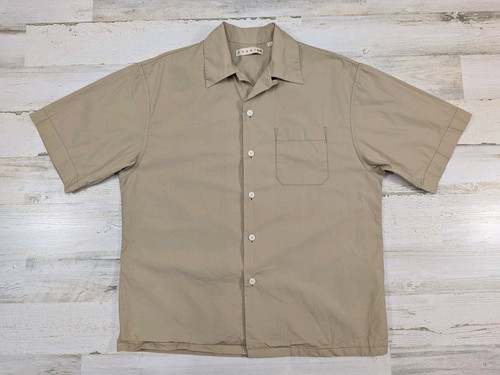 Marni Uniqlo Shirt Mens Extra Small Tan Khaki Loop Collar