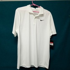 NWT Nike CU9792-100 White Dri Fit Standard Golf Polo Shirt Men's SZ L