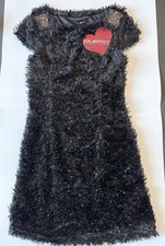 Custo Barcelona Women's Vintage Dress Size 1 Faux Fur Black Rare Y2K NWT NEW