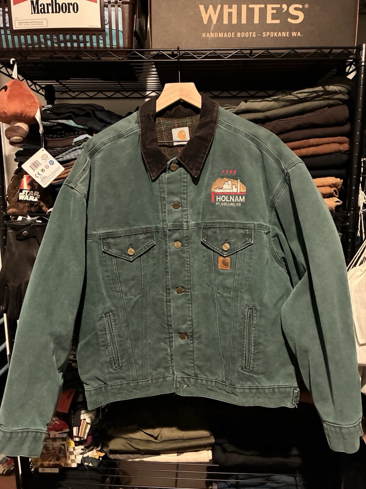 Vintage Carhartt J10 HTG Blanket Lined Trucker Jacket Hunter Green Men’s XLarge.