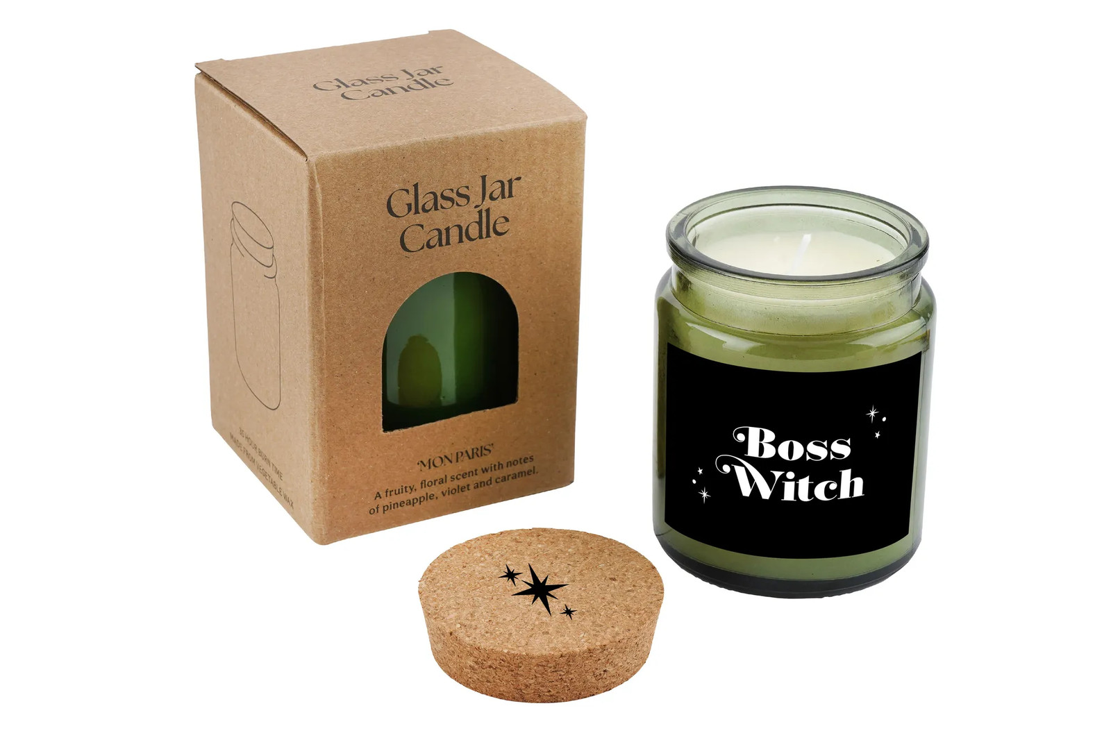 Green Jar Candle “Boss Witch” Scented Gift for Her or Him Halloween Decor