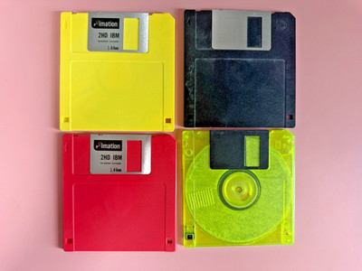 Four Vintage Floppy Discs: Imation 2HD IBM 1.44 MB Multicolored 