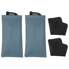 Squeeze Top Sunglass Pouch, 2Pcs Soft Eyeglass Pouch, Dusk Blue