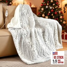 Electric Heated Throw Blanket 50" x 60", Throw 50"x 60" Snow Leopard