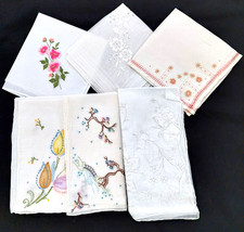 6 pcs -Various Handkerchiefs - 1-10" sq/2-11"sq/2-14" sq/1-16" sq 