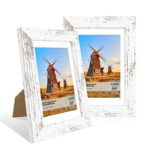 4x6 Picture Frame Set of 2, 4 x 6 Wood Photo Frames with Mat for 3.5x5, Rusti...