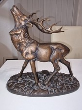 Skulptur R&ouml;hrender Hirsch Metallguss Eisen Bronze Farben Hirsch 6 Ender ca.5,5kg