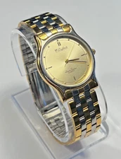 Dufonte Lucien Piccard Mens Watch Stainless Steel Silver Gold New Battery Mint!