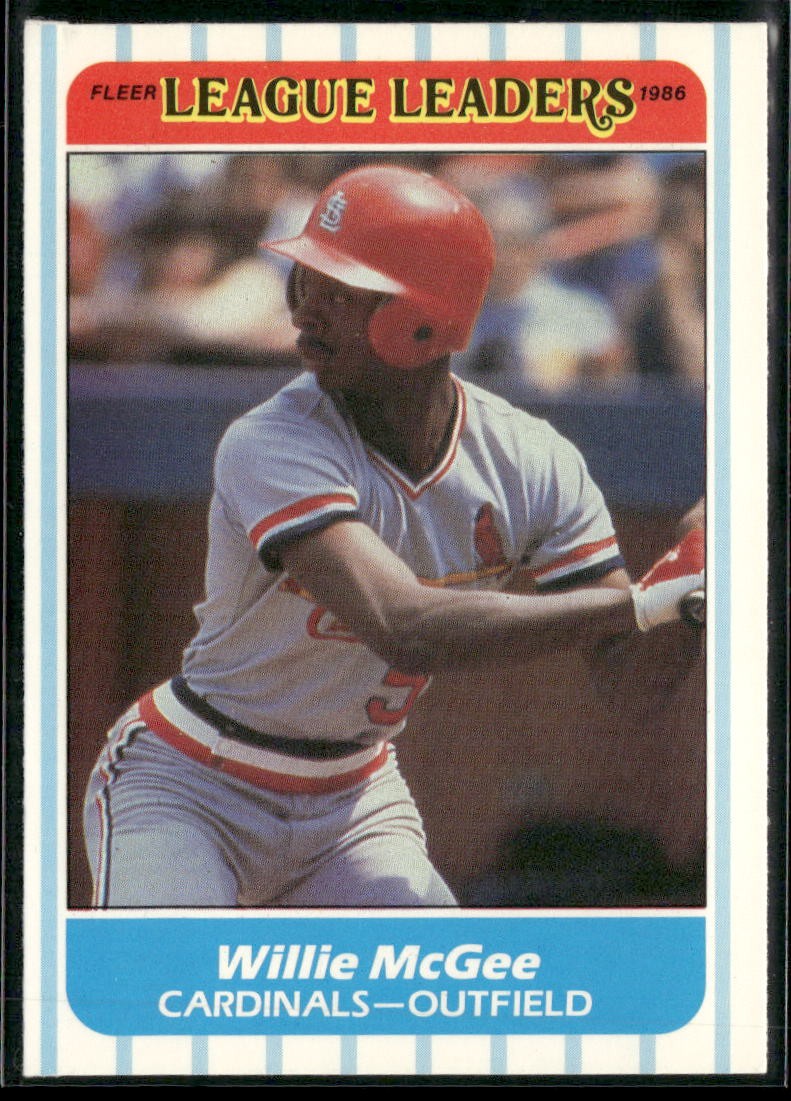 1986 Fleer League Leaders Willie McGee St. Louis Cardinals #24