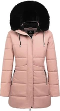 MOERDENG Women's Winter Puffer Coat Thicken Fleece Lined Down Large, Pink 
