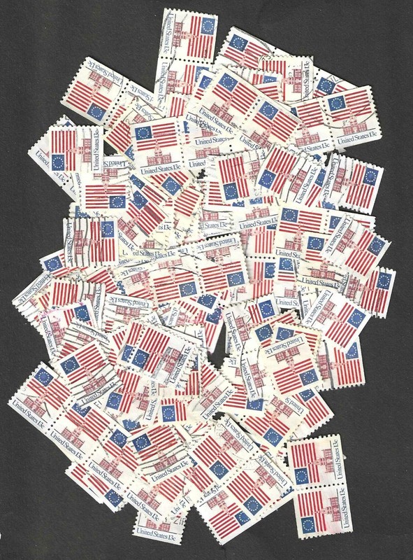 US 13 Star Flag & Independence Hall- Lot of 150 Stamps-Scott 1625