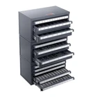 Drill Bit Dispenser Cabinet Set, Three-Drawer for 1/16" to 1/2" & Letter Sizes a