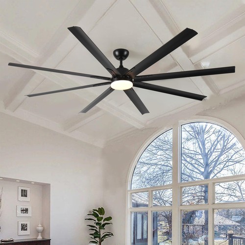 84 Inch Ceiling Fan with Lights and Remote Black Indoor/Outdoor Ceiling Fans ...