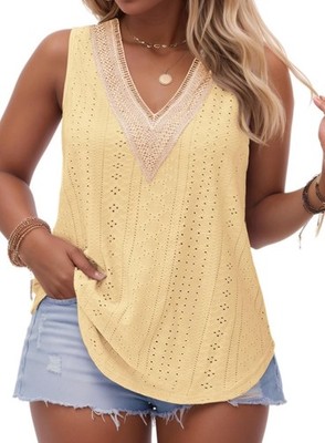 VISLILY Women's Summer-Tank-Tops Lace Trim Deep V Neck Shirts Size XL JJ