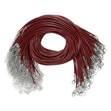 100 Pack 18" Waxed Necklace Cord, 2mm Bracelet Cord with Lobster Clasp[Wine Red]