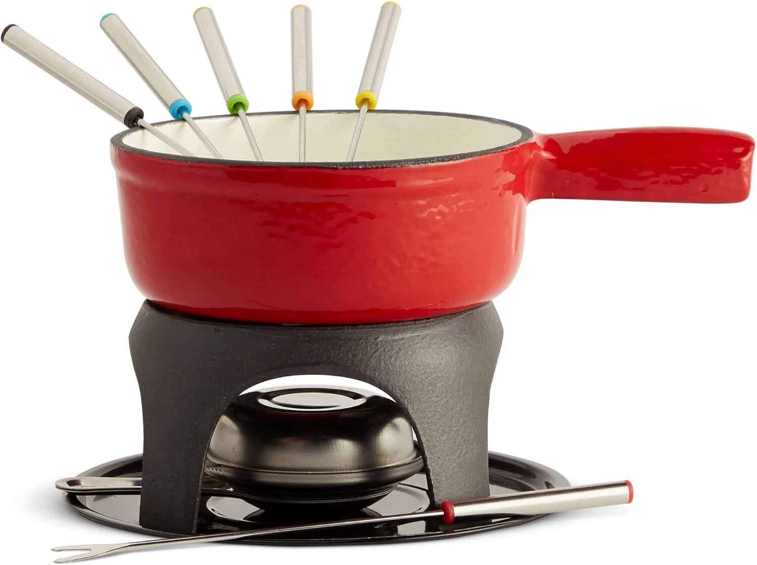 VonShef Red Cast Iron Fondue Set for Cheese & Chocolate, 6 Forks, Burner Include
Opens in a new wind