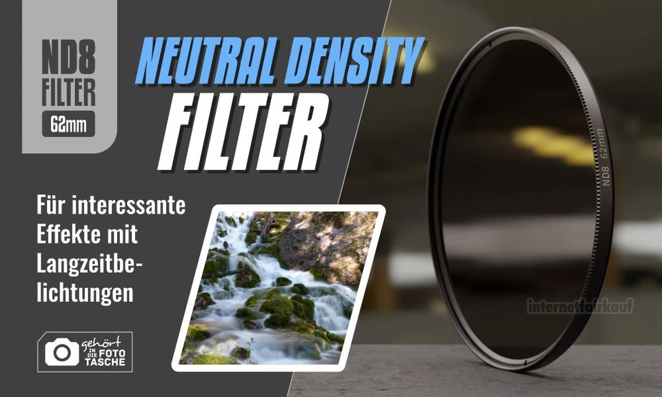 62mm Graufilter ND8 Neutral Density Grau Filter 62 mm - Bild 4 von 4