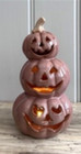 Halloween Ceramic LED Triple Stack Light Up Pumpkin