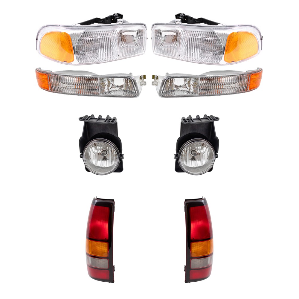 8 Pcs Headlights, Park Signal Lights, Fog Lights & Tail