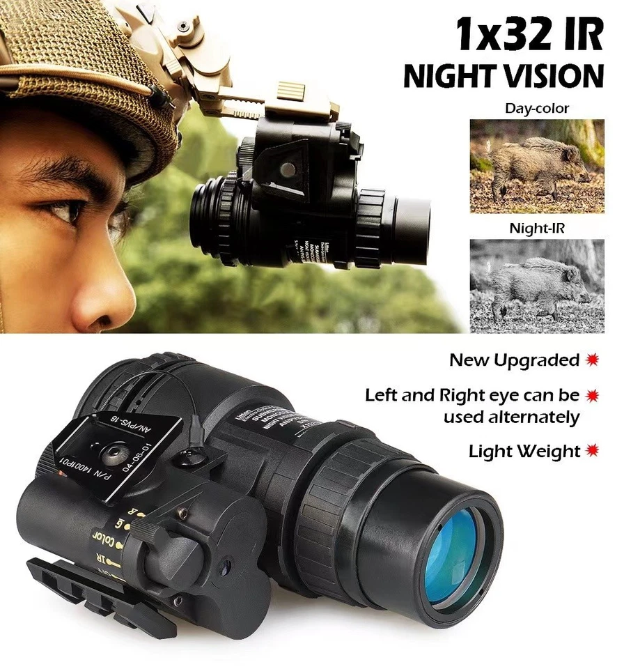 Vista de visión nocturna PVS18 NVG 1X32 mira digital infrarroja monocular de visión nocturna Foto 4 de 4