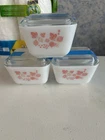 Vintage Pyrex refrigerator Dish In The Pink Gooseberry Pattern