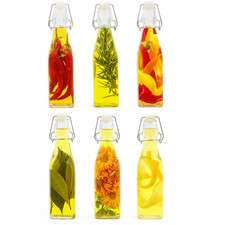Glass Bottles With Lids Airtight Jar Clip Top Preserve Bottle 250ml - Set of 6