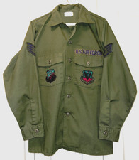 1987 US AIR FORCE OG-507 Military Green Utility Shirt 8405-00-615-0026 15.5 x 33