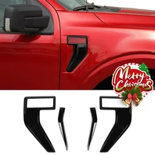 2pcs Exterior Body Fender Side Air Vent Cover Trim For Ford F150 2021-2023 Black