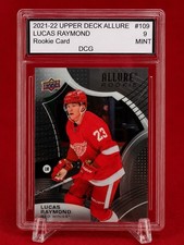 2021-22 Upper Deck Allure Lucas Raymond #109 Rookie Card Detroit Red Wings DCG. rookie card picture