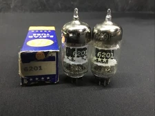 MATCHED PAIR GE 5 Star 6201 12AT7 Black Plate 3 Mica Vintage VACUUM TUBES D.9225