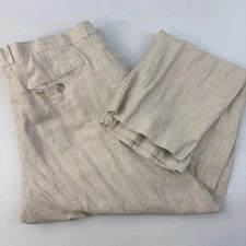 Perry Ellis Linen Blend Pants Mens 36 x 34 Beige Lightweight Casual Comfort