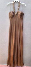 GORGEOUS NEW Cache Chocolate Espresso Brown SILK Evening Dress Sz 8