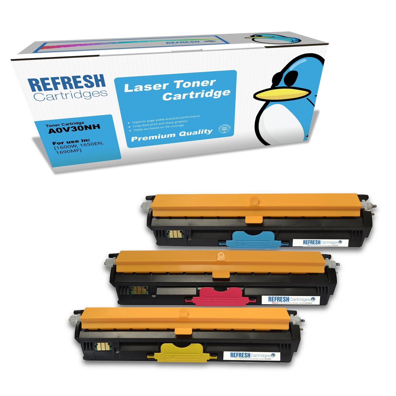 Refresh Cartridges 3 Colour Pack A0V30NH Toners Compatible With Konica Minolta
