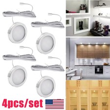 4Pack/Set LED Under Cabinet Lighting Kitchen Counter Closet Puck Lights Lamps US