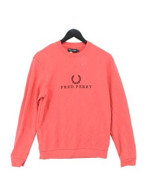Fred Perry Men's Hoodie S Red Cotton with Elastane Pullover