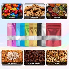 Mylar Foil Food Storage Stand Up Zip Seal Pouch Smell Proof Bags with Window