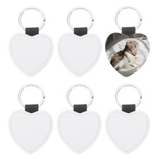 Sublimation Blank Keychains, 6Pcs Heart Keychain Blanks, White