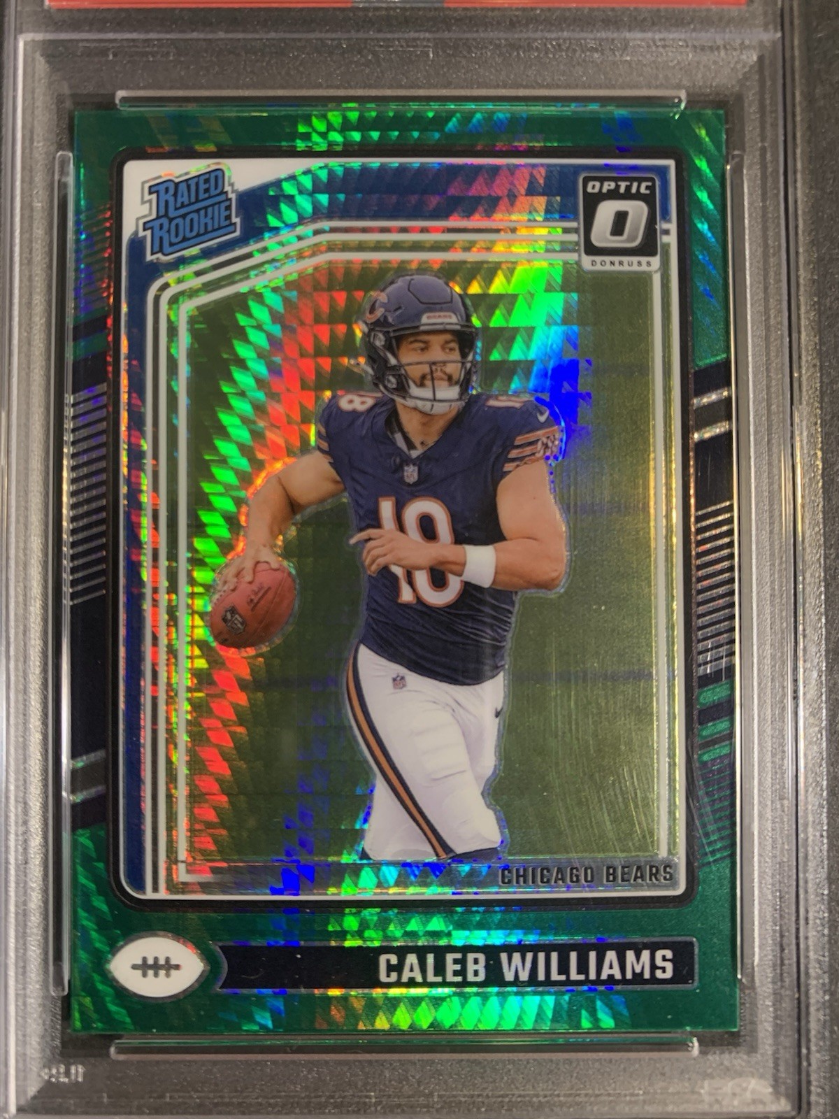 2024 Donruss Optic Caleb Williams #201 Green Hyper Prizm (RC) PSA 10 GEM view 2
